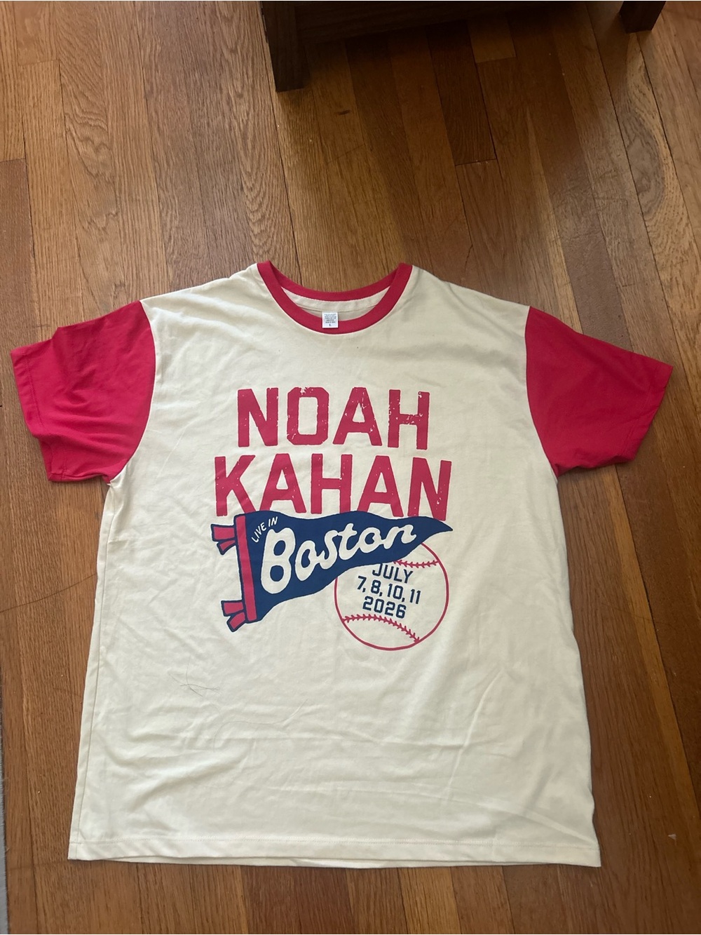 Noah Kahan 'Live in Boston' Ringer Tee - White & Red